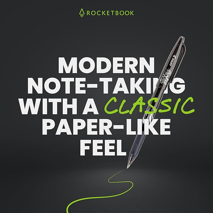 Rocketbook Mini Reusable Smart Notepad, Pocket Size On-The-Go Notebook, 3.5x5.5, Black (Pack of 1)