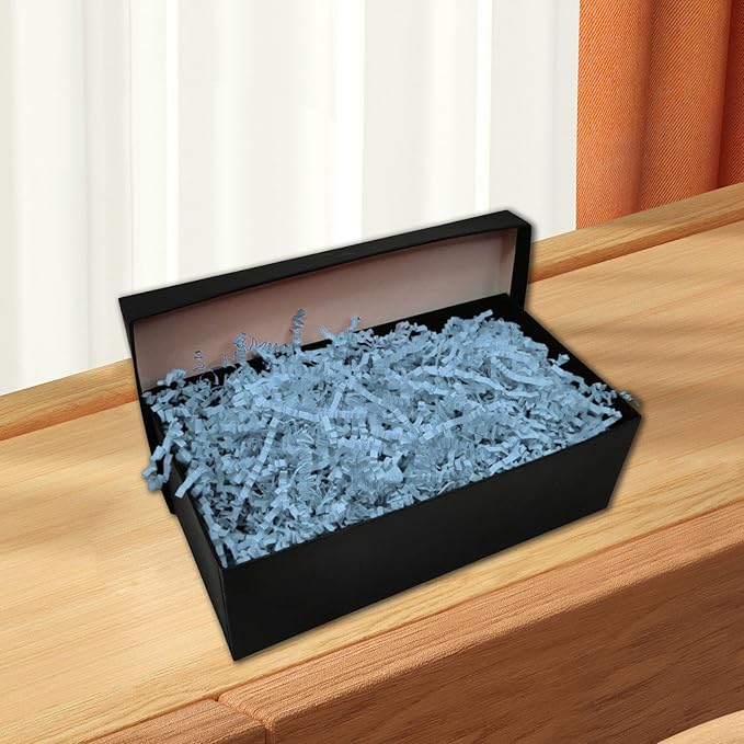 Tisspoms 1LB Crinkle Cut Paper Shred Filler, Paper Shreds for Basket Fillers, Birthday, Gift Wrapping, Anniversary, Wedding, Halloween, Thanksgiving, Christmas Gift Decor Party Filler (Sky Blue)