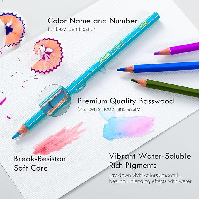 KALOUR PDAS Professional Watercolor Pencils, Set of 72, Studio Collection Artist Pencils, Pre-Sharpened Water Colored Pencils, Firm Texture, Watersoluble, Great Holiday Gifts for Adult or Teens