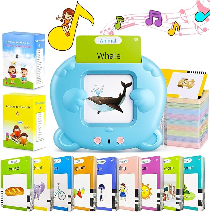 English Talking Flash Cards for Toddlers, 510 Sight Words for Learning Toys, Montessori Toys, Pocket Speech for Therapy Toys, Children's Sensory Preschool Birthday Gift for 1-6 Years Old Boys & Girls