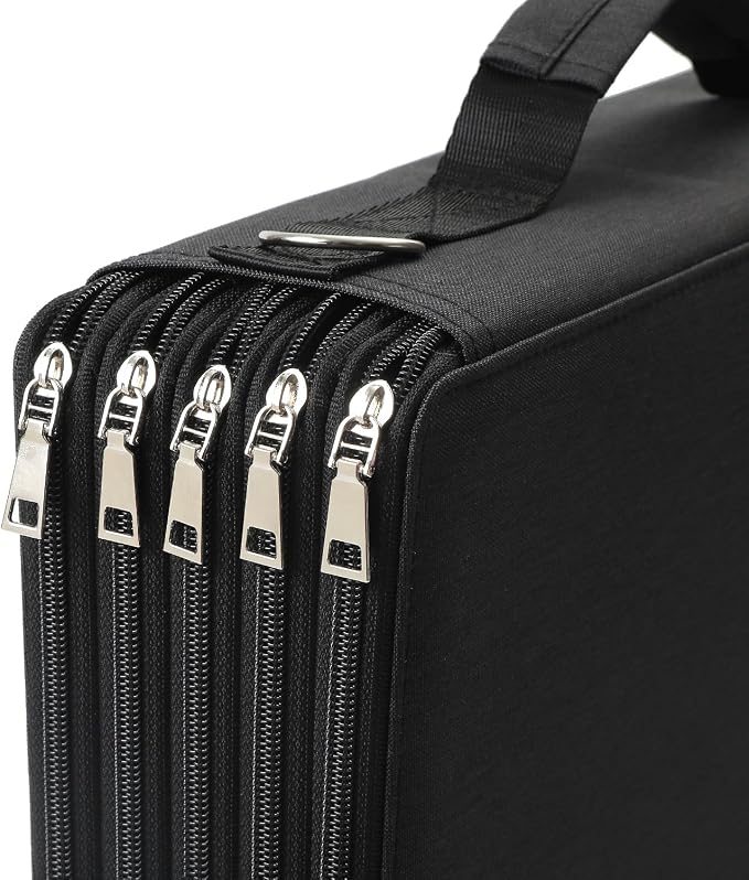 600-Slot Colored Pencil Case, 5-Layer Zipper with Shoulder strap and Handle | Organizer Bag for Pencil Storage Case for Artist Painter Office Sketch Travel Supplies
