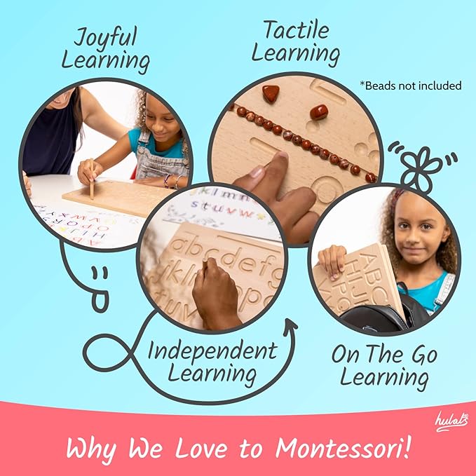 Hulats Learn to Write - Number & Letter Tracing Boards for Kids Ages 3-5 - Wooden Alphabet Learning Montessori 3 Year Old Toddler Writing Tools Beginners - Homeschool Preschool Classroom Must Haves