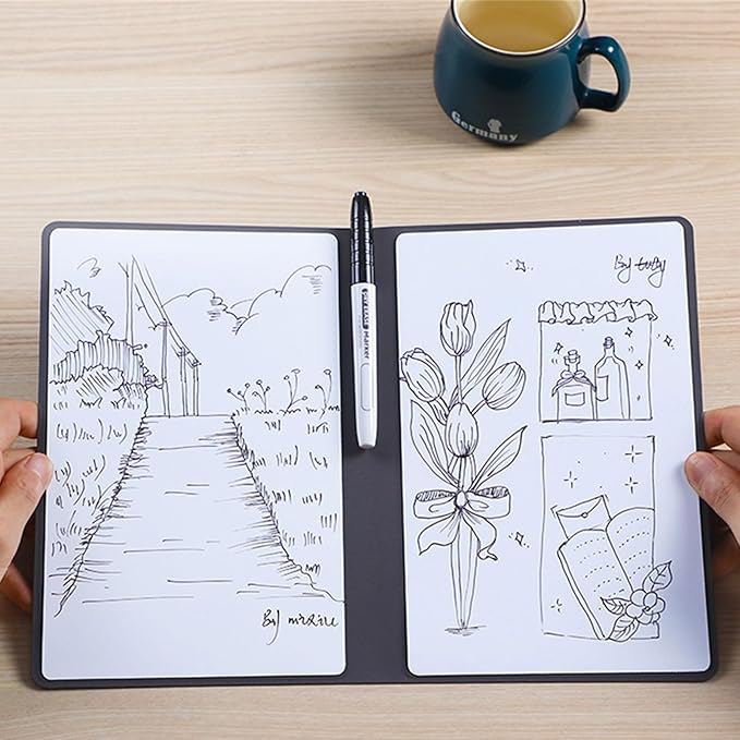 Double-Side Magnetic Whiteboard Notebook with Erasable Marker Portable Writing Board for Office Meeting Writing Drawing Erasable Notebook