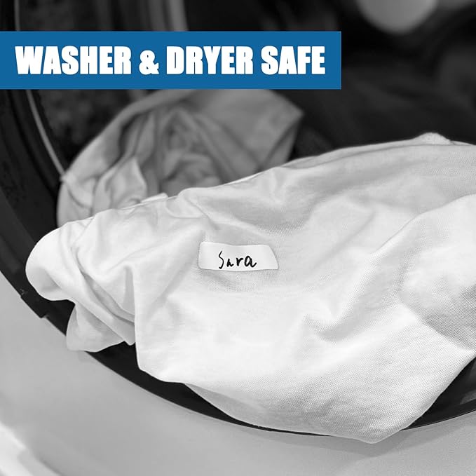Writable Iron on Clothing Labels, Fabric Labels Name Tags for Daycare, Nursing Home, Camp, School, Laundry, Organizing, Washer & Dryer Safe, Pack of 100 - Size 0.5'' x 1.75'', with 1 Permanent Marker
