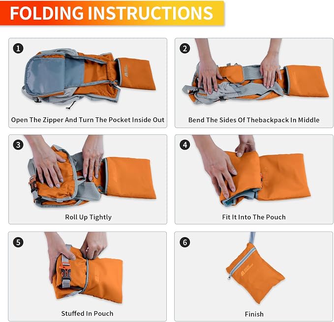 Small Hiking Backpack Packable Lightweight for Women Men | 10L/15L, Hiking Daypack, Foldable, Water Resistan, Ultralight, with Phone Pocket, Travel, Outdoor, Walking