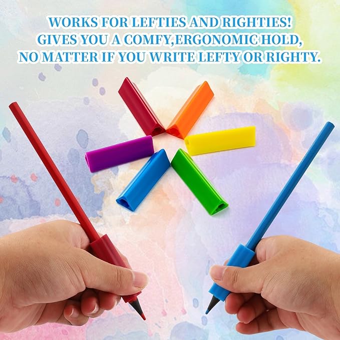 12PCS Triangle Pencil Grips for Kids Handwriting, Ergonomic Pencil Gripper for Toddlers & Preschoolers, Writing Posture Correction Aid, Universal for Righties & Lefties, 6 Assorted Colors