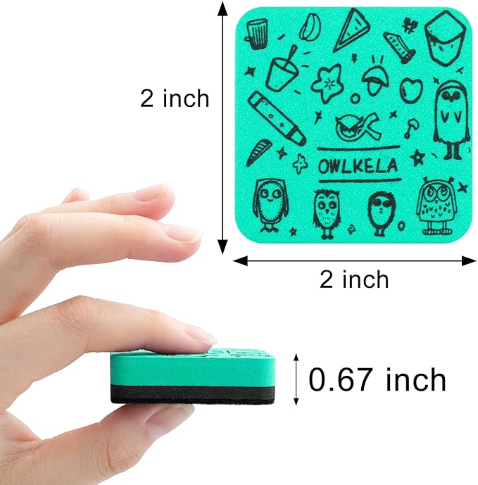 OWLKELA 30 Pack Magnetic Cyan Whiteboard Eraser, EVA Material with Felt Bottom for Cleaning Dry Erase Markers on Magnetic Soft Whiteboard, Glass Whiteboard and Dry Erase Board