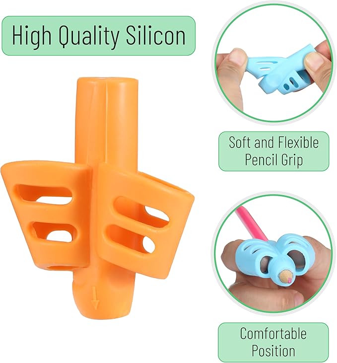 Mr. Pen- Pencil Grips for Kids Handwriting, 4 Pack with 4 Clips, Pencil Grips