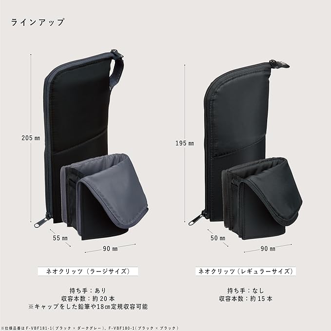 KOKUYO Pencil Case Pouch, Neo Critz Standing Pen Pouch Bag, Foldable Stand up Pencil Holder Organizer, Small Portable Pencil Box for Office, Home & College Use, Blue x Navy, Regular Size (F-VBF180-3)