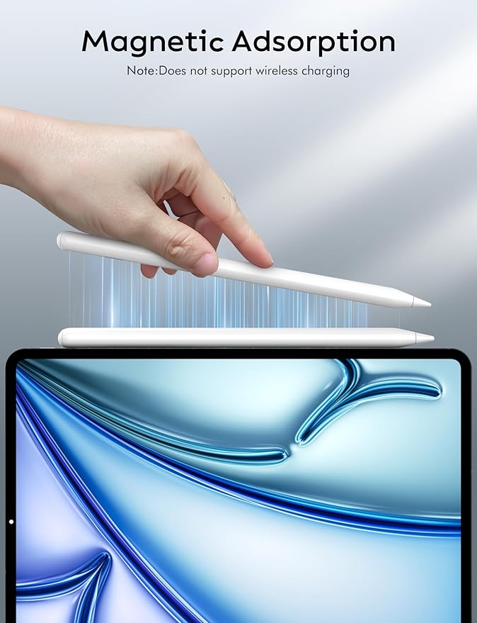 Stylus Pen for iPad Pencil 9th&10th Generation, 10 Mins Fast Charge for Apple Pencil 1st/2nd, 6/7/8/9/10/11/A16, Pro 11"/12.9"/M4, Air 3/4/5/M2/M3, Mini 5/6 with Palm Rejection, Tilt Sensitivity