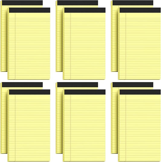Zaviko Legal Pads 8.5 x 14, Wide Ruled Legal Pads, 12 Pack Yellow Paper 8.5 x 14, 30 Sheets per Notepad, Large Writing Pad for Office Supplies, College, Micro Perforated Lined Writing Pads, 70 GSM