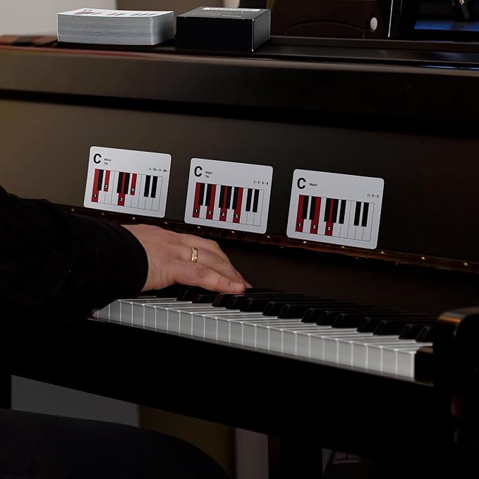 Infassic Piano Chord Flash Cards - Acoustic & Keyboard Piano Learning Cheat Sheets - Learn Essential Chords Quickly & Easily for Pianists, Teachers, and Students - 55 Flashcards
