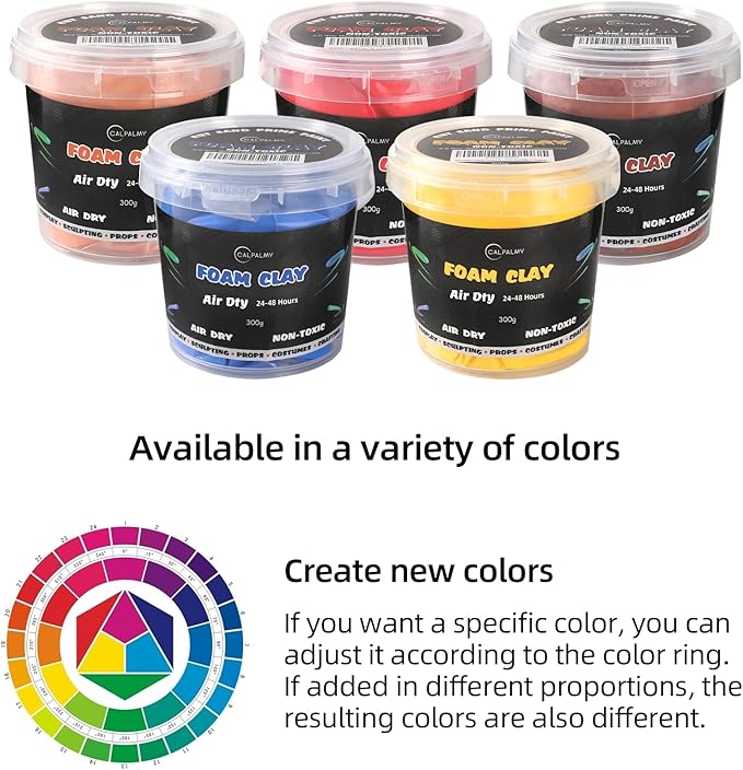 Moldable Cosplay Foam Clay Skin Colors (300g) – High Density and Quality for Intricate Designs | Air Dries to Perfection for Cutting with a Knife or Rotary Tool, Sanding or Shaping