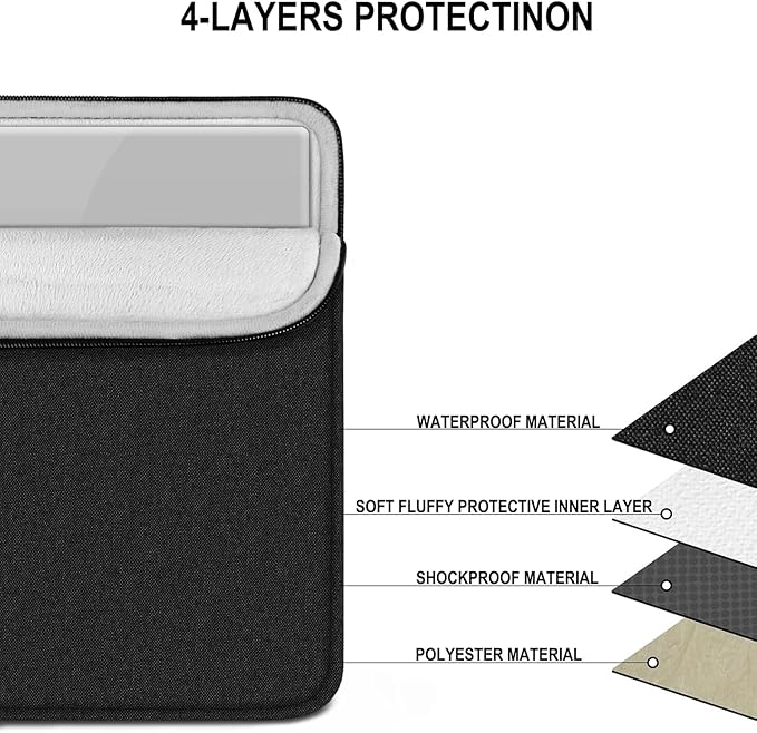 Laptop Case 14 inch, Traveling Water Resistant Laptop Sleeve with Pocket, Shockproof Protective Carrying Notebook Cover Bag Compatible for 14 Inch MacBook Air/Pro, HP, Lenovo, Dell, ASUS, Acer, Black