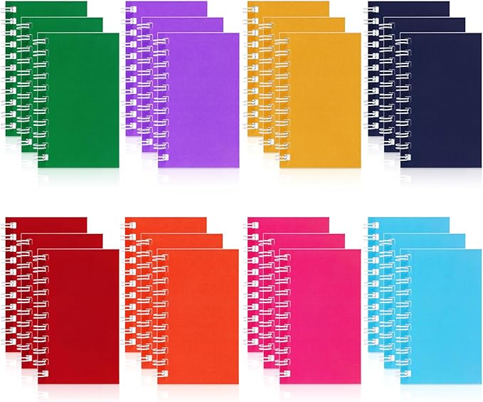 Hooqict 24 Pack Colorful Pocket Notebook Mini Notebooks Bulk Party Favors Small Spiral Notepads Mini Journal Memo Note Pads for Kids, Nurse, Student, Work, Office, School, 3.9 x 2.4 Inches