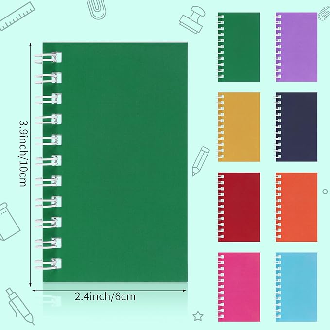 Hooqict 24 Pack Colorful Pocket Notebook Mini Notebooks Bulk Party Favors Small Spiral Notepads Mini Journal Memo Note Pads for Kids, Nurse, Student, Work, Office, School, 3.9 x 2.4 Inches