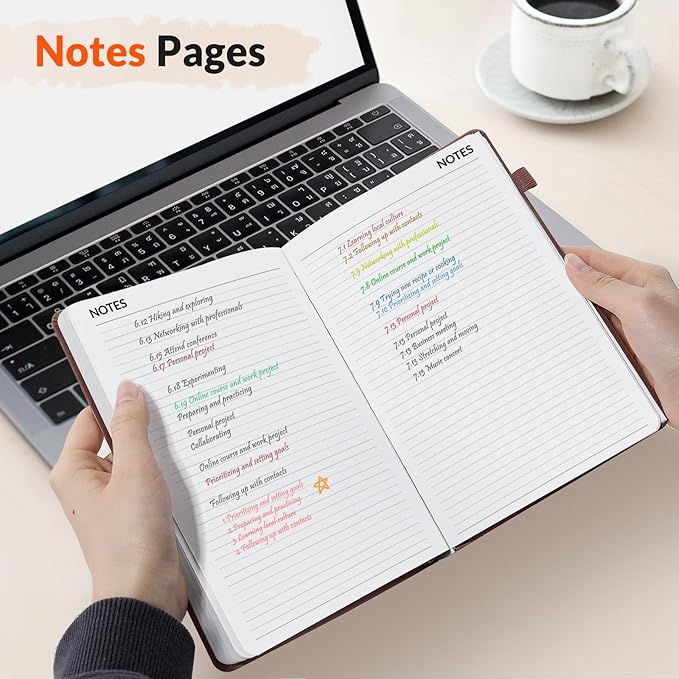 SUNEE 2026-2027 Weekly & Monthly Hardcover Planner 5.5" x 8.3" - 12 Month (July 2026 - June 2027), Small Academic Year Calendar Planner, Pocket, Notes, 100 GSM Paper, Brown