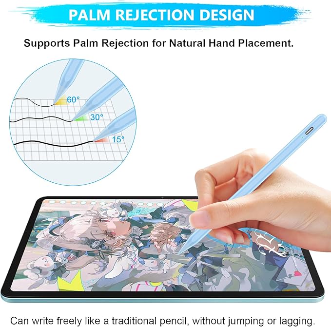 Stylus Pen for iPad A16/10th/9th Generation, 10Mins Fast Charge for Apple Pencil&iPad Pen, Compatible with iPad A16/10th/9th/8th/7th/6th/Pro 13''11''M4/12.9 inch/Air 11'' 13'' M3/M2/Mini 6/5