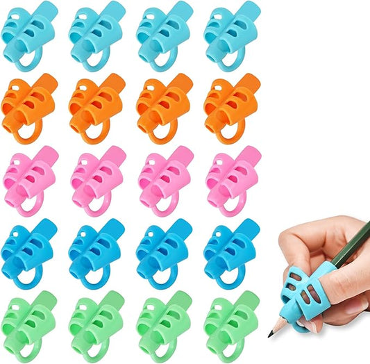 KIGEAPUEL 20 Pcs Pencil Grips for Kids Handwriting Pencil Holders Grippers Writing Posture Correction Tools for Toddlers, Special Needs Silicone Pencil Supplies for Kindergarten Preschoolers