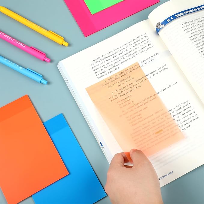 Yinder 4 x 6 Inch Transparent Sticky Notes Translucent Sticky Notes Waterproof Clear Self Memo Pad See Through Bible Journaling Accessories Office School Supplies(8 Pcs,Bright)