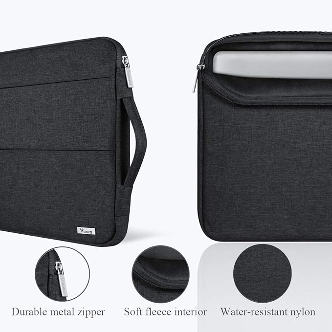 Voova 13 13.6 Inch Laptop Sleeve Case Compatible with MacBook Air 13 M1/M2/M3/M4 2020-2025, MacBook Pro 13/14, IPad Air/Pro 13, Waterproof Slim Computer Bag Cover with Handle, Black