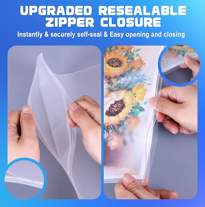 Antner 30 Pack Letter Size Binder Pockets for 3 Ring Binder, Waterproof Resealable Zip Loose Leaf File Bags Document Organizer Folders Insert Page Sleeves PVC 3-Hole Sheet Protectors for 8.5x11 Paper