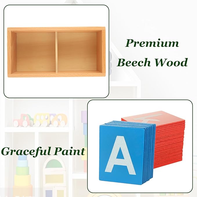 QTLCOHD Montessori Lower and Capital Case Sandpaper Letters, Tactile Letters for Preschool Learning, English Letter Language Teaching, Kindergarten & Early Childhood Development