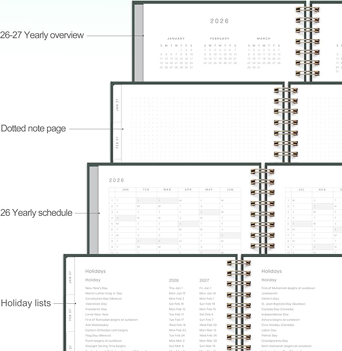 And Per Se 2026 Planner, A4 Size-Daily, Weekly & 18-Monthly Planner, Daily Schedule, Monthly Tabs, 100 GSM Thick Paper(Forest Green)