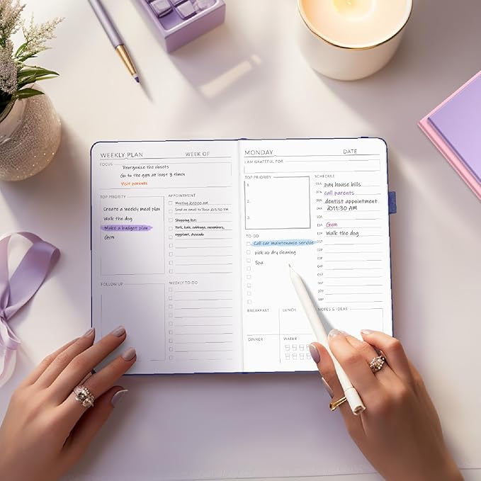 Undated Weekly Planner for 2026, Forvencer Simplified Daily & Weekly & Monthly Calendar Planner, Cute Daily Organizer Notebook, Agenda Journal to Track Goals & Tasks, Start Anytime, A5 Size, Sky Blue