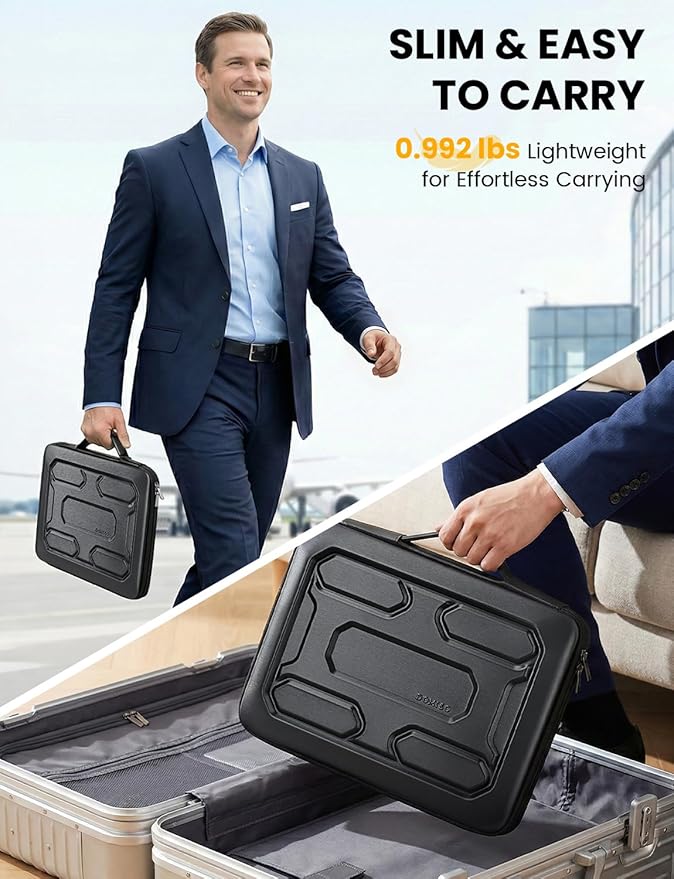 DOMISO Laptop Hard Case 15-16 inch Waterproof Shockproof Hard Shell Laptop Sleeve with Handle & Storage Pocket, Compatible with MacBook, HP, Dell, Black