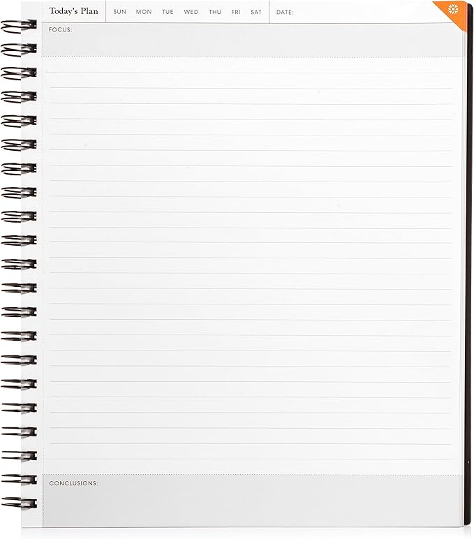 Notsu Undated Daily Planner Notebook | Minimalist Productivity Planner with To Do List, Agenda, Dot Grid, Lined, Notes sections. 160 Pages, Thick Paper 120 gsm, 8.5 x 11 inches, Black