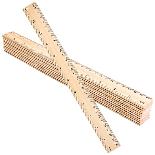 Ruler 12 Inch Wooden Rulers 12 Packs for School,Home and Office(30 cm)