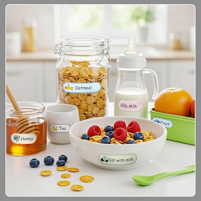480Pcs Baby Bottle Labels for Daycare, Waterproof Name Labels Daycare Essentials for Nursery and Preschool (Vehicles)
