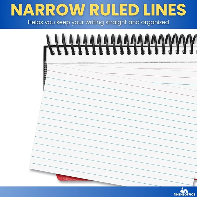1InTheOffice Index Cards 4 x 6 Ruled, Spiral Bound, 120 White Cards/Spiral, 4 Pack (4)