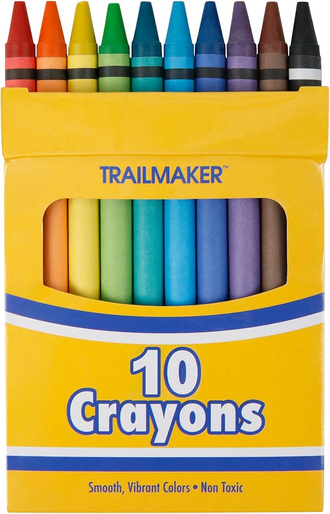 Trail maker 100 Pack Crayons Bulk for Kids, Classroom - Wholesale Bright Wax Coloring Crayons Party Favors in Bulk, 10 Per Box Art Set