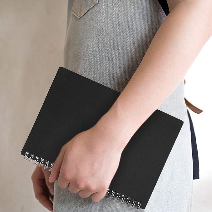 ZZTX Sprial Notebook Kraft Soft Cover College Ruled Notebooks, Wirebound Memo Diary Notebook Planner, 140 Pages/ 70 Sheets, 8 x 6 inch, 1 Pack (Black)