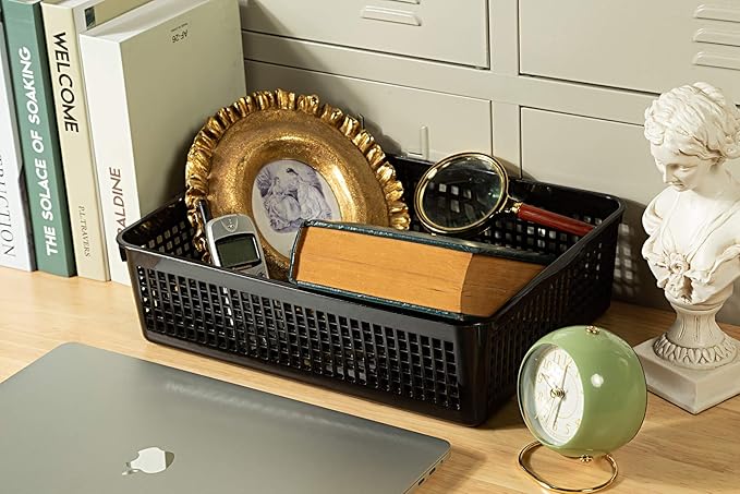 Aebeky A4 Size Plastic Paper Storage Trays,Desktop File Organizer Baskets,6-Packs (Black)