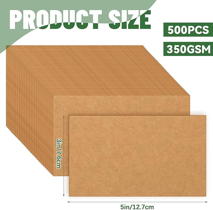 Bercoor 500 Pack Blank 3 x 5 Inch Index Cards, Heavy Study Cards, Note Cards for Office, School Learning, Kraft Paper