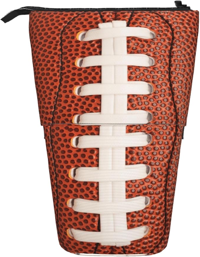 Football Kids Standing Pencil Case Girls Boys Telescopic Stationary Pouch with Zipper Large Capacity Stand up Pen Bag Portable Makeup Holder for Children School Students Office Supplies