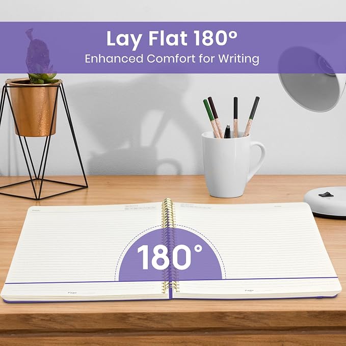 Taja Large Spiral Lined Notebook for Work, Journal for Women & Men