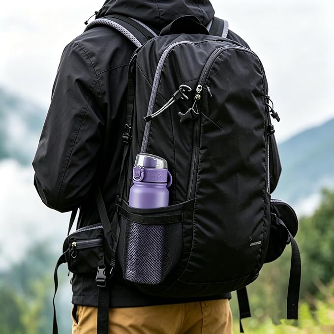 GOPPUS Insulated Water Bottle 20oz Stainless Steel BPA-Free Sports Bottle Ideal for School and Travel Silicone Spout Lid Prevents Leaks, Sweat, and Dust (Purple)