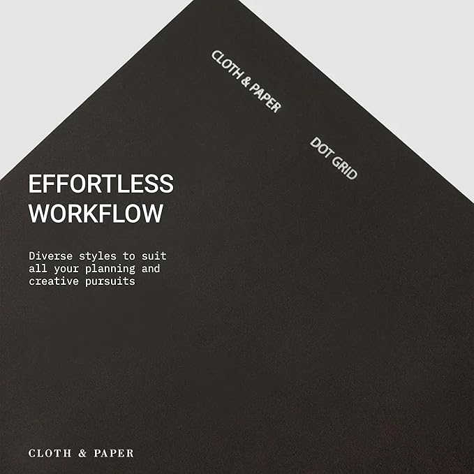 Cloth & Paper Travel Notebook | Dot Grid Journal – Avant Garde | A5 Slim Dotted Notebook 4.3" x 8.3" | Bullet Journal for Planning, Sketching & Creative Notes for Work or School – Soft Touch Cover