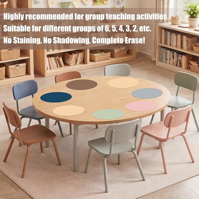 Ireer 12 Pcs 13 '' Dry Erase Dots for Classroom Table Classroom Decor Boho Colorful Stickers for Whiteboard Wall Decor Removable Dry Erase Circles for School Teacher Supplies(Neutral,Morandi Color)