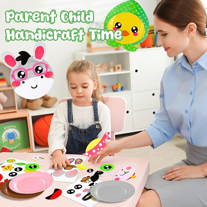 MDCGFOD 16 Pack Arts and Crafts for Kids, Toddler Crafts Animal Paper Plate Art Kit Gift for 3 4 5 6 Year Old Boys Girls DIY Kids for Birthday Party Favor Preschool Classroom Party Games (Farm)