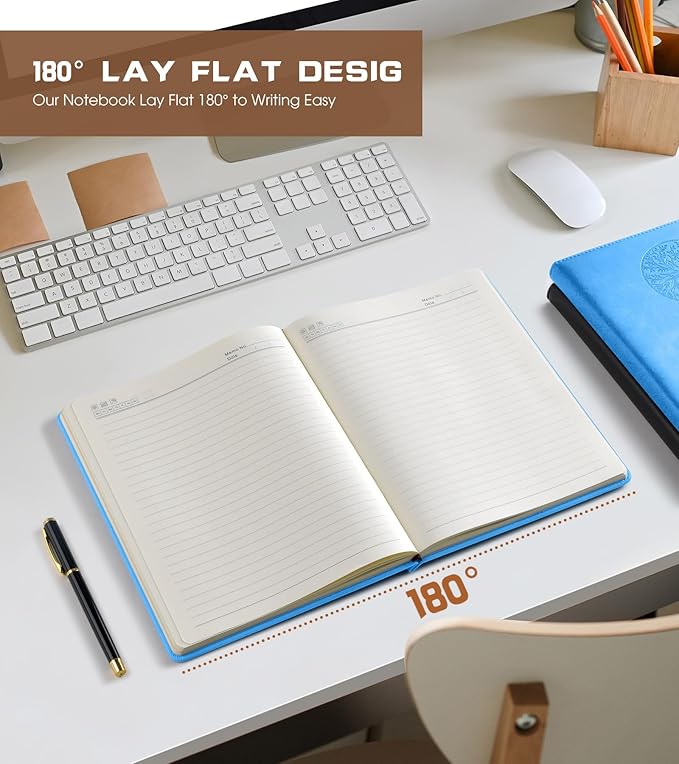 Lined Journal Notebook for Women Men,256 Thick Pages,A5 Hardcover Vintage Leather Journal for Writing,Travel,Business,Work, School,College Ruled Notebooks for Note Taking,Daily Diary 5.7"×8.3"