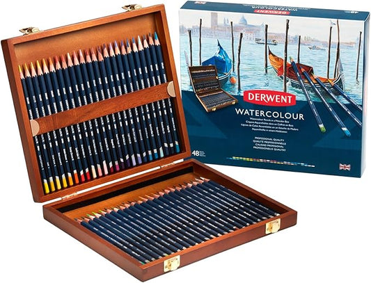 Derwent Colored Pencils, WaterColour, Water Color Pencils, Drawing, Art, Wooden Box, 48 Count (0700758)