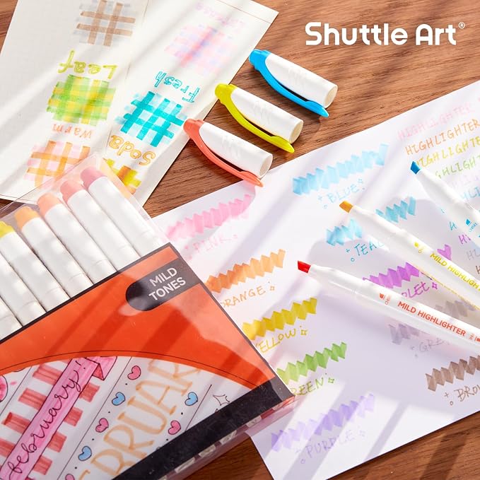 Shuttle Art 30 Colors Highlighters, Pastel Highlighter Pens Assorted Colors, Dual Tip Mild Color Markers, Perfect for Adults Teachers Students Underlining, Highlighting for Home School Office