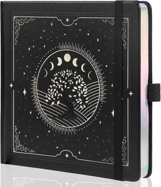 TIEFOSSI Tree of Life Journal, Square Dotted Journal for Women Men, Dot Aesthetic Notebook with 160 Numbered Pages, Hardcover Vegan Leather Journals with Bookmark, 160 GSM Thick Paper, 8 x 8 IN