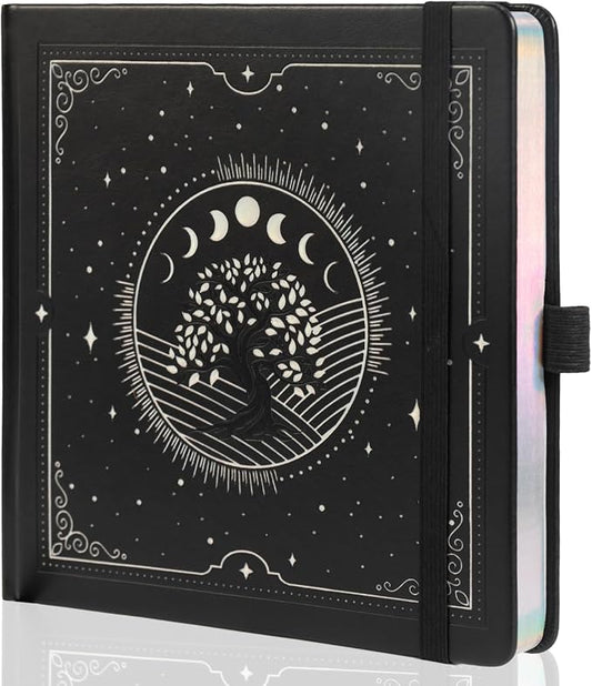TIEFOSSI Tree of Life Journal, Square Dotted Journal for Women Men, Dot Aesthetic Notebook with 160 Numbered Pages, Hardcover Vegan Leather Journals with Bookmark, 160 GSM Thick Paper, 8 x 8 IN