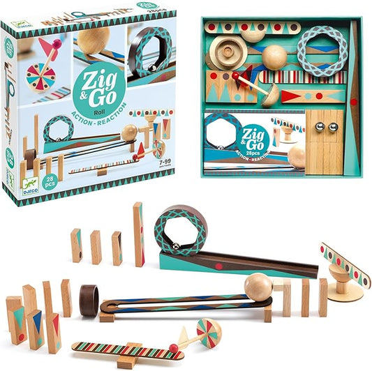 DJECO - Zig & Go 48-Piece Set - Building Intricate Marble Tracks - Stimulates Creative Thinking - Engaging Play for Intellectual Growth - Educational STEM Learning - Ages 8+ Years